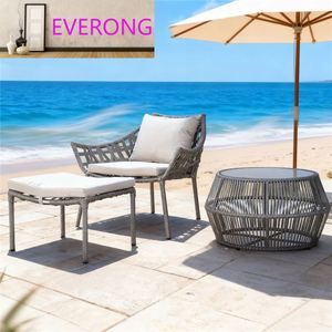 Modern Leisure Outdoor Aluminium Garden Furniture Beach Lounger <strong>Chair</strong> Rattan Reclining Lounge <strong>Chair</strong> with Ottoman - Product Image 2