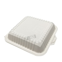 Boîte à burger carrée mini jetable personnalisée pour emporter, emballage alimentaire rapide, boîte à charnière en PP et amidon de maïs pour burgers congelés