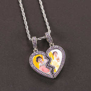 Hip Hop imán roto amor foto colgante moda marca personalidad Micro incrustaciones circón marco collar - Product Image 5