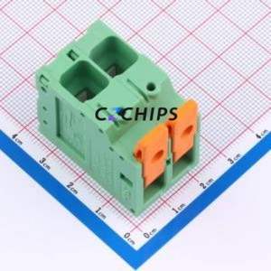 1119810 Spring Terminal Block Through hole Component (THT),P=10mm Connector 1x2P 10mm Green 2P - Product Image 1