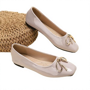 Plus Size Square Toe Flat Shoes <b>Women</b> PU Ballet Pumps Bow Decoration <b>Slip</b> on Casual Footwear - Product Image 4