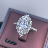 Bague Mlluki en argent sterling 925 avec moissanite ovale de 3 carats, couleur D, taille 8x12, imitation diamant, bijou œuf de pigeon