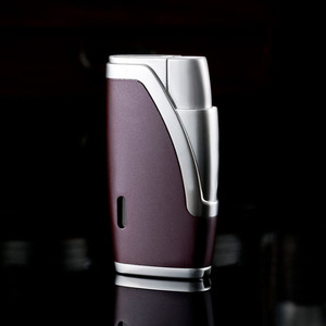 Allume-cigare électronique rechargeable au butane à double flamme et coupe-cigare avec logo personnalisé - Product Image 4