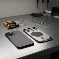 Coque arrière pour 13 Pro avec châssis en alliage d'aluminium noir, pièce de rechange