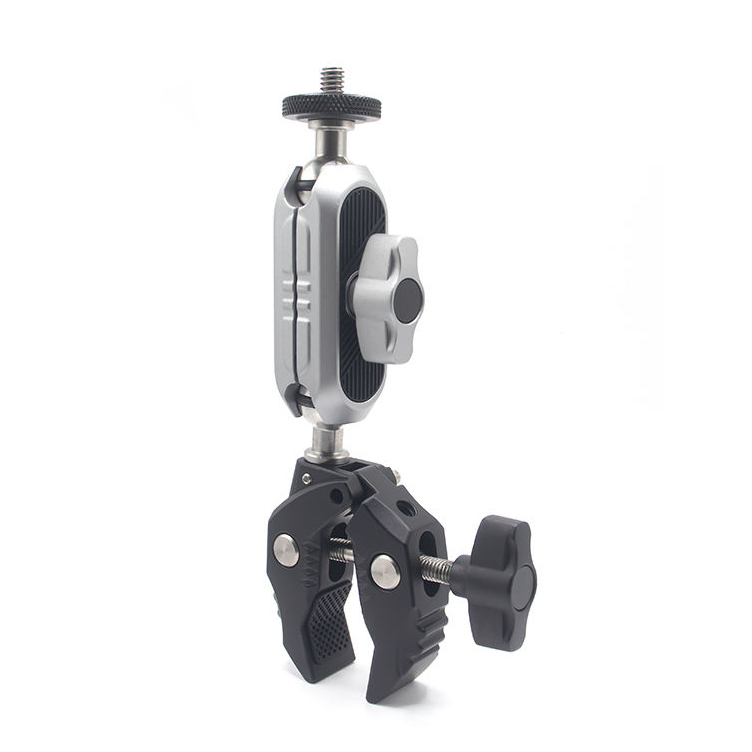 HONGDAK Motorcycle Crab Power Clamp Handlebar Fixed Mount Ball Head Holder for Action Cameras