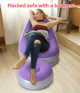 フットスツール付きインフレータブルソファポータブル折りたたみエアソファリビングルームモダンなデザインアウトドアキャンプ防水怠惰なソファシート - Product Image 2