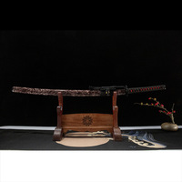 Épée de samouraï Longquan forgée en acier Damas à motif circulaire de 40 pouces, modèle « Blood Eagle Guard », accessoire de cosplay, cadeau, modèle d'arme
