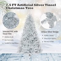 Sapin de Noël artificiel argenté lumineux de 7,5 pieds, branches complètes, décoration festive pour la maison, fête de Noël, décoration intérieure de Noël