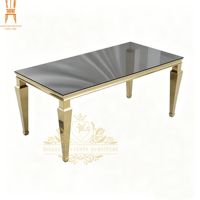 Nouvelle conception tendance, table rectangulaire de luxe pour hôtel, événement, banquet, mariage, avec acier inoxydable