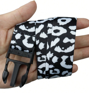 Cordon personnalisé avec logo pour clés, porte-clés élégant, long cordon pour badges d'identification, porte-monnaie, motif léopard noir, avec crochet de suspension - Product Image 2