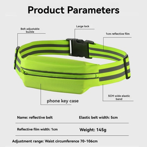 Ceinture réfléchissante haute visibilité avec poche pour téléphone pour la course nocturne, le cyclisme, équipement de sécurité, bande élastique réglable - Product Image 5