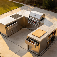 Îlot de barbecue haute performance en acier inoxydable SUS304 résistant aux intempéries avec cuisine extérieure modulaire professionnelle en CAD