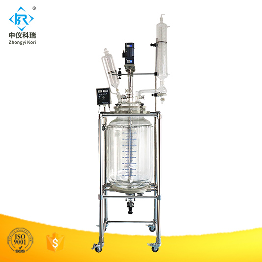 Лабораторный реактор из Химического Стекла объемом 50 л, 100 л, 200 л, лабораторный реактор с жаккардовым покрытием объемом 1 л, 2 л, 3 л, 5 л, 10 л, 20 л, 30 л, 50 л, 100 л, 150 л, 200 л