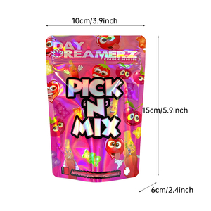 Custom Digital <b>Printing</b> Holographic Resealable Smell Proof Stand Up 3.5g 7g 14g 28g 1oz for Edible Gummies <b>Packaging</b> Mylar Bags - Product Image 2