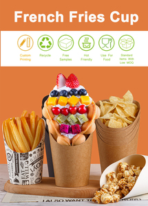 Wholesale Custom <b>Disposable</b> Carton Food Packaging Ice Cream Snack Packaging Box Kraft Paper Soup Diagonal Fries Box <b>Cup</b> - Product Image 3