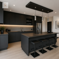 XIINGRUO Set Kabinet Dapur Kustom dengan Finishing Matte Lacquer yang Tahan Lama, Unit Dapur Mewah dengan Island untuk Apartemen