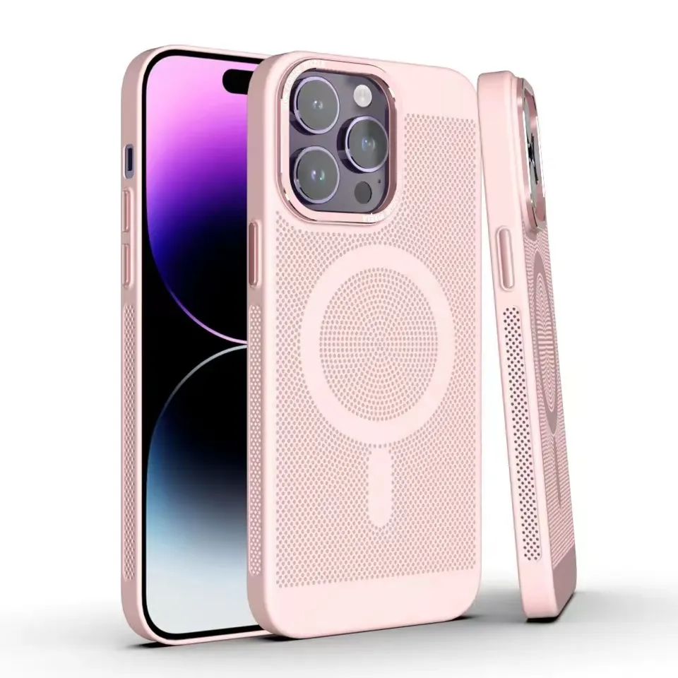 Honeycomb Hole Dissipating Wireless Charge Mobile Hand Phone Case 2023 Full Coverage Ultra Thin PC for Iphone 13 12 11 Pro Max