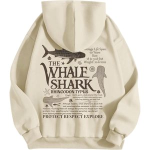 Sudadera con Capucha de Tiburón Ballena para Mujer, Sudadera Informal de Forro Polar, Sudadera con Estampado de Animales Marinos - Product Image 1
