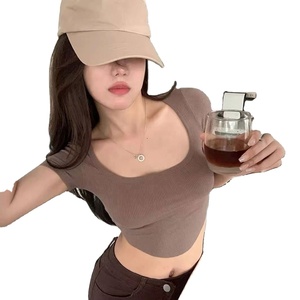 Novedades 2026, Venta al por Mayor de Verano, Camisetas Cortas de Color Sólido, Simples y Lisas para Mujer - Product Image 4
