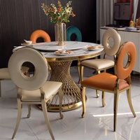 Meuble de salle à manger en marbre de Style moderne, Table à manger ronde de luxe