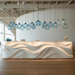 Tùy chỉnh sợi thủy tinh phía trước Bàn nướng sơn tròn cạnh công ty tiếp nhận thiết kế hiện đại mở rộng Thẩm mỹ viện thu ngân truy cập - Product Image 3