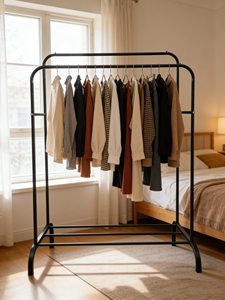 Porte-vêtements en métal noir à double couche, personnalisable en gros, pour étagères à chaussures et présentoirs à vêtements, chambre à coucher - Product Image 3
