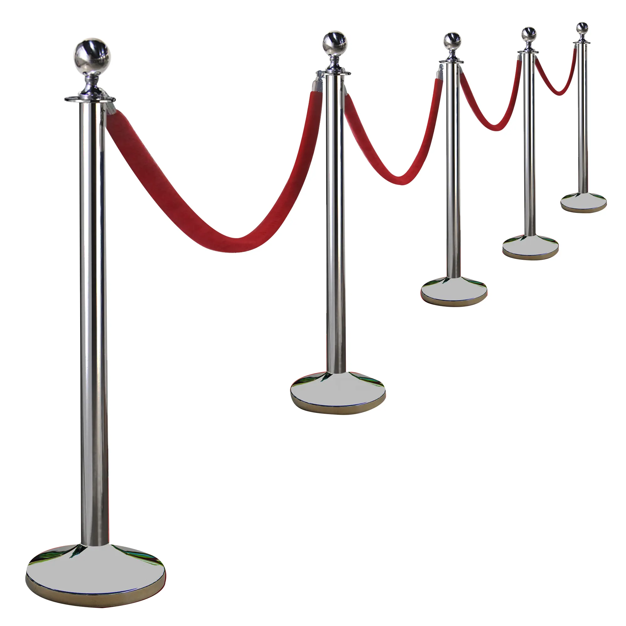 Oscar Deluxe Aisle Chrome Stanchion Red Carpet Rope Barrier Red Carpet Pole