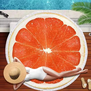 <span class=keywords><strong>Toallas</strong></span> de Playa Redondas <span class=keywords><strong>Personalizadas</strong></span> al por Mayor, de Lujo, de Microfibra de Algodón, con Borlas, para Hotel, <span class=keywords><strong>Piscina</strong></span>, con Estampado de Frutas - Product Image 6