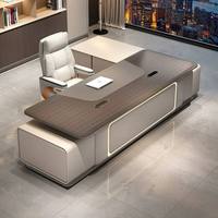 Bureau de direction modulaire de luxe en forme de L - Ajustable, résistant à l'eau, en bois écologique, moderne, pré-assemblé
