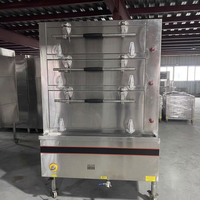 Kabinet Pengukus Makanan Laut Komersial 3 Pintu, Gas Otomatis, Multi-Layer, Stainless Steel, Peralatan Pengukus Dapur