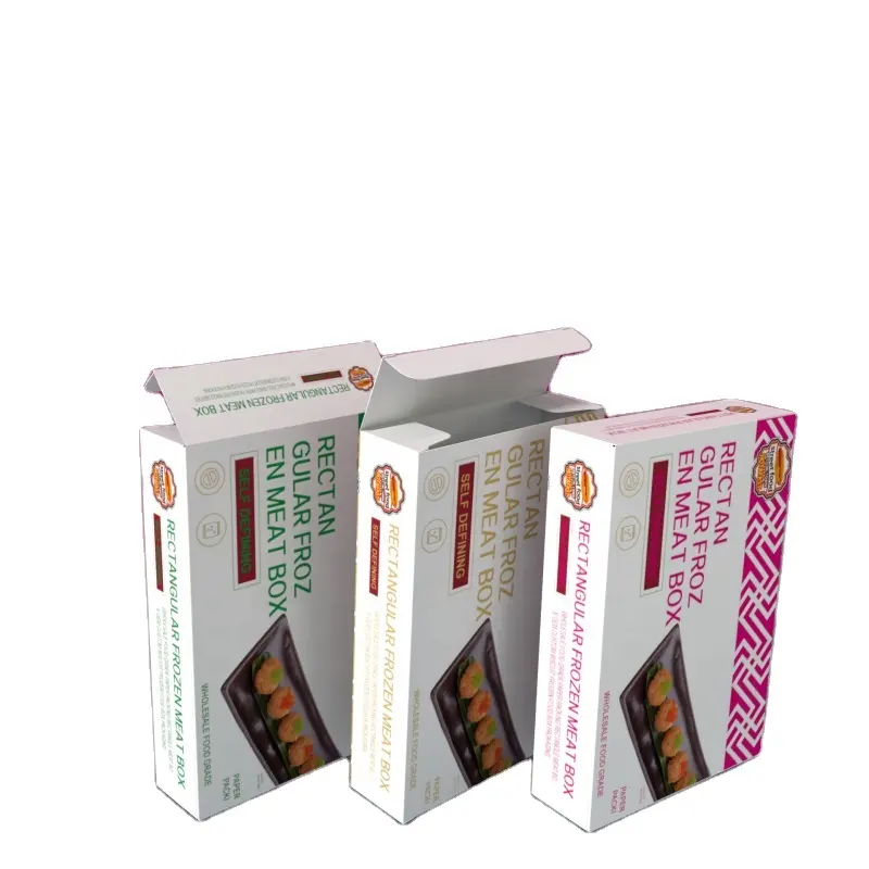 Vente en gros Boîte à mortaiser Emballage en papier carton de qualité alimentaire pour boulette de crevettes Dimsim Produits de viande congelés quantité minimale de commande bas Logo personnalisé