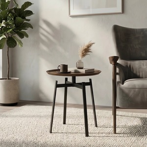 Tavolino Rotondo in Ferro Minimalista Italiano, Tavolino <span class=keywords><strong>da</strong></span> Caffè Stile Vintage per Soggiorno, Comodino Moderno e Semplice - Product Image 1