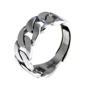 Real 925 Sterling Silver Couple Rings For Lovers Men Women Braided Opening Type Promise Wedding Bands for Him and Her