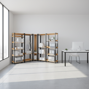 Armoire ouverte moderne en bois, combinaison dressing, penderie au sol pour chambre à coucher, rangement de vêtements domestique, pour manteaux, salon - Product Image 4