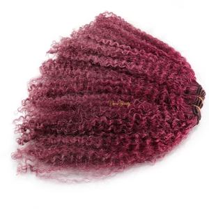 VMAE <span class=keywords><strong>Cheveux</strong></span> humains en mèches brutes Afro Coily Kinky Curly 99J Highlight Balayage Rouge cerise Vin Bourgogne 4A 4B 4C Boucles afro - Product Image 3
