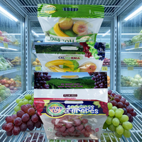 Sachet souple ventilé personnalisé pour raisins avec poignée de transport, sac en plastique transparent respirant à fermeture éclair pour la vente au détail de raisins de table sans pépins