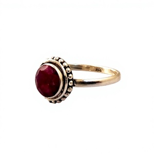 Faceted 925 Sterling Silver Indian <b>Ruby</b> Gemstone Handmade Bezel Set <b>Rings</b> - Product Image 1