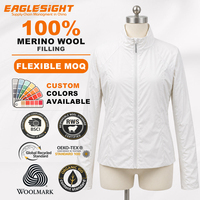 Veste isolante d'extérieur pour femmes avec rembourrage 100% laine mérinos, veste légère et chaude, personnalisable