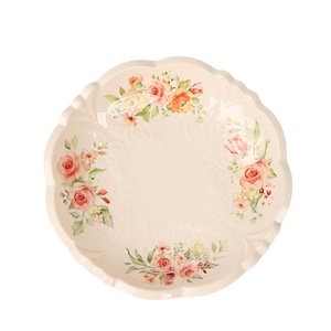Fruit Plate Round Melamine Dish With Floral Design For Party Snacks And Dried Fruits Luxury Retro Style - Product Image 1