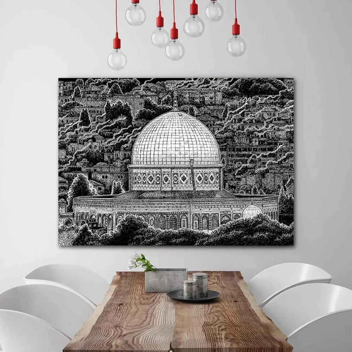 모스크 기도 벽 아잔 현대 이슬람 예술 플렉시 유리 디자인 그림 크리스탈 도자기 인쇄 서예 이슬람 장식