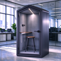 Cabine téléphonique insonorisée pour bureau, pod de réunion acoustique mobile, toit incliné, structure en aluminium, pod de travail silencieux pour bureau à domicile, hôtel, école