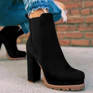 Women's <b>Leopard</b> Print Round Head Short for Martin <b>Boots</b> Winter Thick Heel Water Table Sleeve Size - Product Image 3