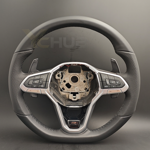 Volant en cuir ACC R <span class=keywords><strong>Line</strong></span> pour VW Volkswagen Golf 6 7 7.5 8 R MK6 MK7 MK8 Polo Passat B8 CC Scirocco <span class=keywords><strong>Tiguan</strong></span> Touran - Product Image 2