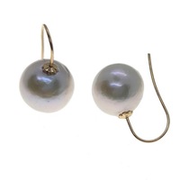 Petites boucles d'oreilles en or 14 carats pour femmes, cadeau, avec de grandes perles d'eau douce baroques, lumière forte, style Edison, super douces