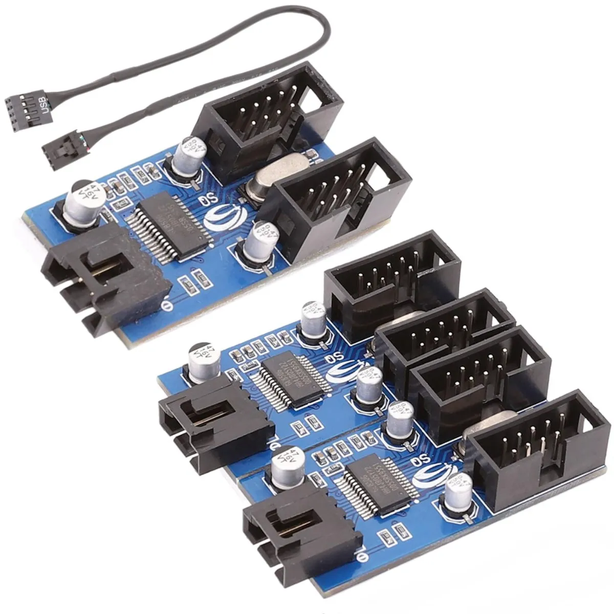 9 pin USB header pria 1 untuk 2 4 kartu kabel ekstensi wanita Desktop 9-Pin USB HUB 9pin konektor adaptor Port Multilier
