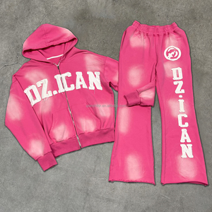 Survêtements de haute qualité, pantalon de survêtement à jambe droite brodé et ensemble de sweat-shirt, survêtement pour homme personnalisé avec fermeture éclair, lavage à l'acide, fabricant - Product Image 2