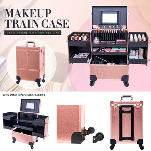 KONCAI Boîte <span class=keywords><strong>de</strong></span> rangement pour vernis à ongles professionnel pour <span class=keywords><strong>manucure</strong></span> <span class=keywords><strong>Trolley</strong></span> pour ongles Beauty Large Rolling Nails Travel Case Black - Product Image 3