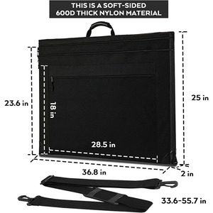Light Weight Art Portfolio <strong>Bag</strong>, 18x24 Black Art Canvas Portfolio Case with Detachable Shoulder Strap, <strong>Leather</strong> Corners, Carrying