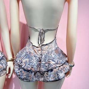 <span class=keywords><strong>Robe</strong></span> mini sexy de soirée pour femme, imprimé léopard, dos nu, à lacets, coupe ajustée, jupe à volants, collection 2026 - Product Image 4