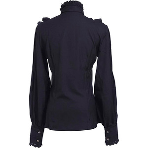 Nouvelle Blouse en Dentelle Froncée <span class=keywords><strong>à</strong></span> Manches Longues pour Femme, Style Lolita, Costume Victorien, Col Montant, Coupe Ajustée, Chemise Boutonnée avec <span class=keywords><strong>Jabot</strong></span> et Nœud - Product Image 4